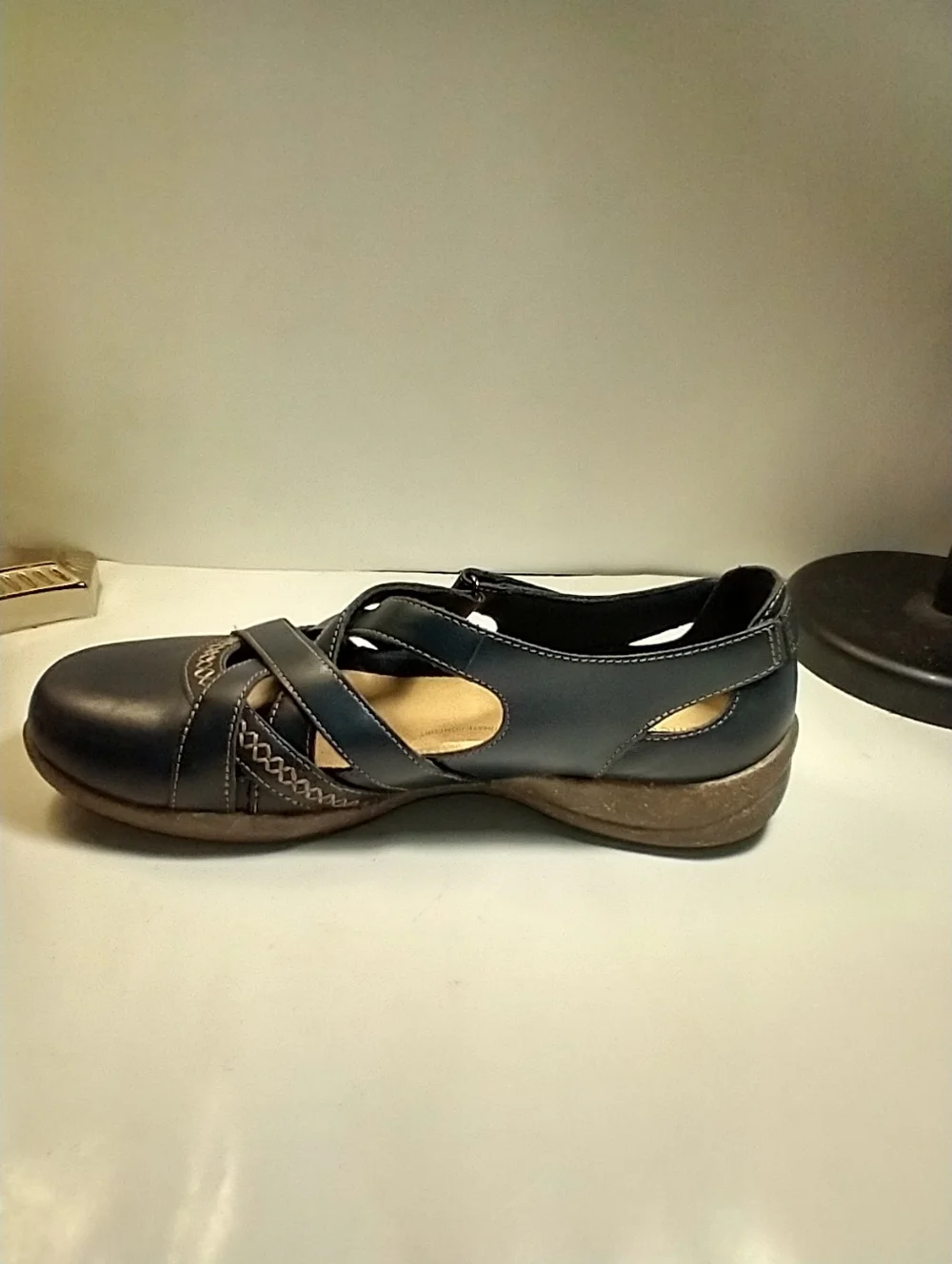 Clarks Roseville Step Mary Jane Blue Leather Comfort Flats Women's sz 9.5M.